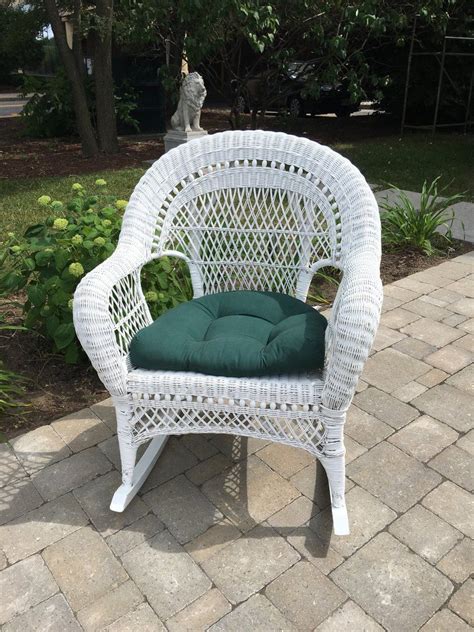 Vintage White Wicker Rocking Chair With Beaded Detail 65 Wicker