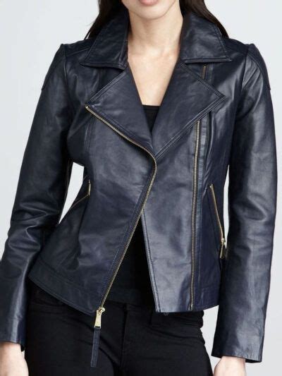 Womens Navy Blue Biker Leather Jacket Queenstown Leather Jackets Nz