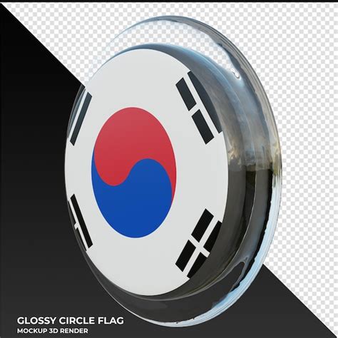 Premium Psd South Korea Realistic D Textured Glossy Circle Flag