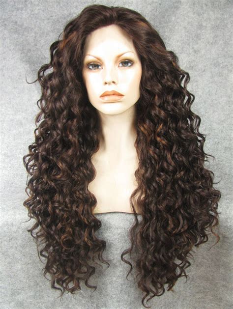24 1b Mix 2 Long Curly Synthetic Lace Front Wig Edw279