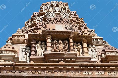 Stone Carved Sculptures On Kandariya Mahadeva Temple Khajuraho Stock