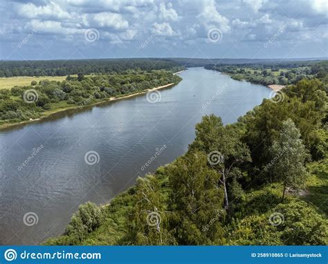 Aerial View The Oka River Near Small Town Tarusa In Russia Stock Image