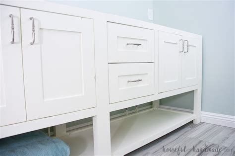 I decided the mission style would be the best for a classic vanity and bonus, the mission style doors and drawer fronts are easy to build for a diyer. Mission Style Open Shelf Bathroom Vanity Build Plans ...
