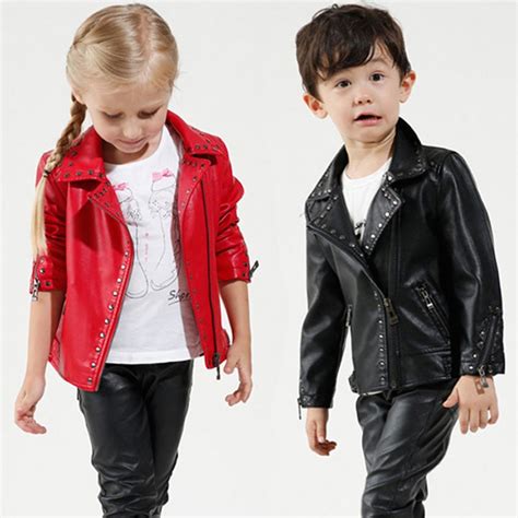 Child Fashion Coat Kids Leather Jacket Girls Pu Coat Leather Fur