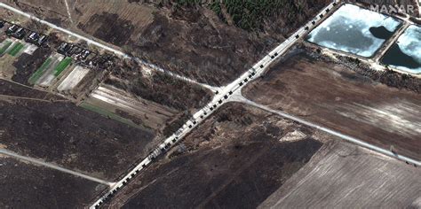 Satellite Images Show 40 Mile Long Russian Military Convoy North Of