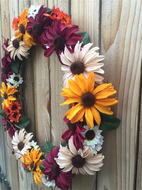 Sunflower Wreath For Front Door Sunflower Door Hanging Etsy