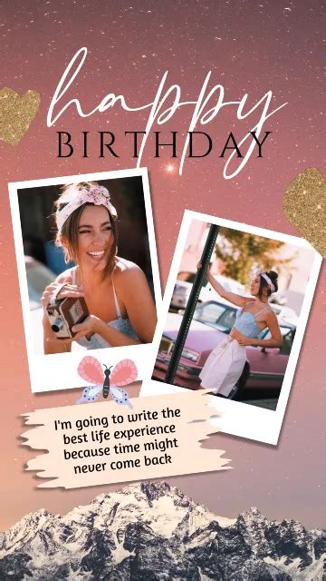 Aesthetic Happy Birthday Instagram Story Design Template Pixlr