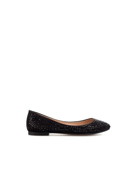 Zara Shiny Flat Court Shoe In Black Lyst