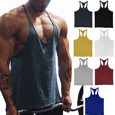 Men S Gym Workout Bodybuilding Tank Tops Y Back Fitness Thin Shoulder
