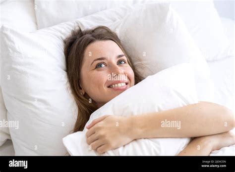 Beautiful Woman Hugging Pillow Hi Res Stock Photography And Images Alamy