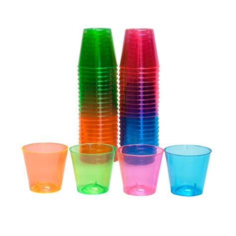 party essentials neon disposable shot glasses 50 count