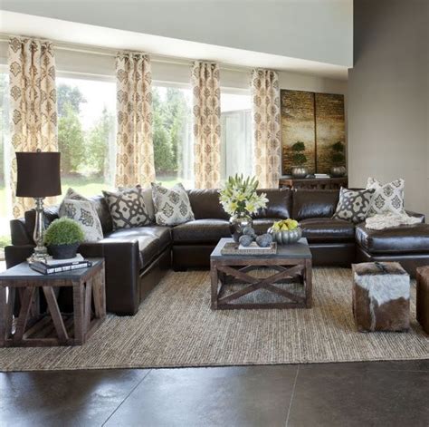 Maybe you would like to learn more about one of these? Sectional in center instead of against the walls. Dark ...