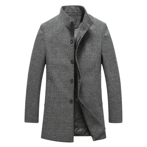 New Winter Long Woolen Cashmere Coat Men Slim Fit Casual Thick Overcoat