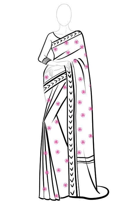 How To Draw Saree In 12 Easy Steps I Draw Fashion Fashion