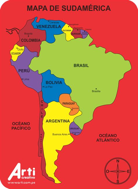 Mapa de Sudamérica - Arti Creativo