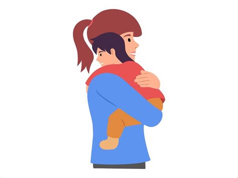 Premium Vector Mom Hugging Daughter Or Avatar Icon Illustration