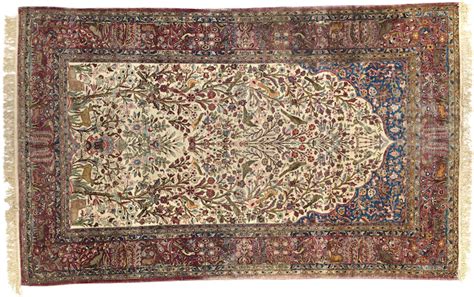 bonhams a silk kashan rug central persia size approximately 4ft 1in