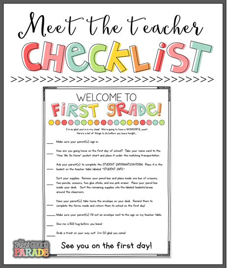 Meet the Teacher Tips & Ideas - Cara Carroll | Meet the teacher, Teacher checklist, Teacher freebies