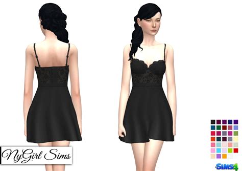 Cc For The Sims 4 Nygirlsims Lace Corset Flare Dress Solids And Vrogue