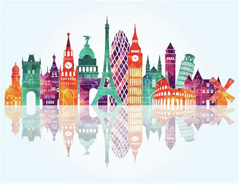 Europe Skyline Detailed Silhouette By Katerina Andronchik