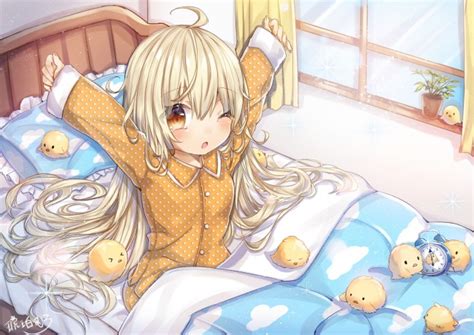 Wallpaper Anime Girl Loli Blonde Sleepy Long Hair Teary Eyes