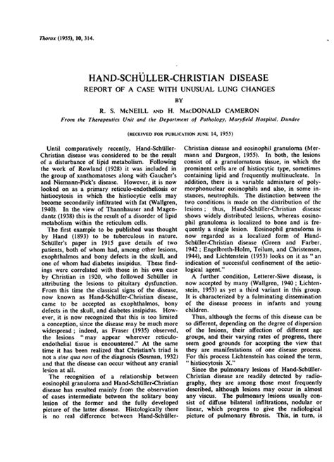 Hand Schüller Christian Disease Thorax