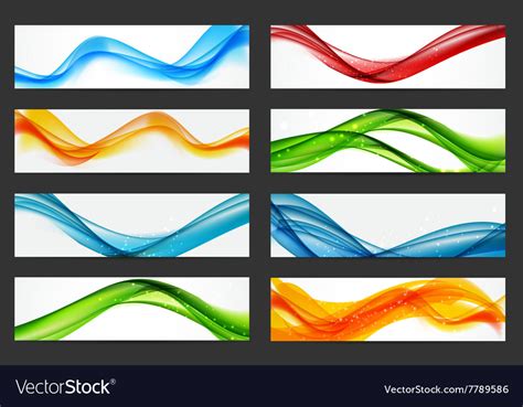 Abstract Colored Wave Header Background Set Vector Image