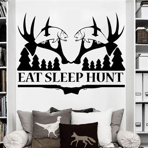 Removable Eat Sleep Hunt Deer Hunting Wall Sticker Art Home Decor