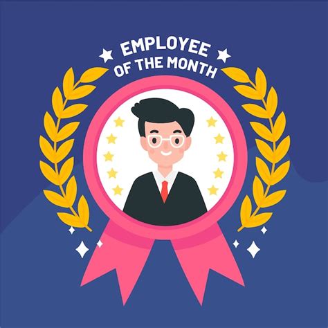 Employee Of The Month Concept With Laurels Free Vector