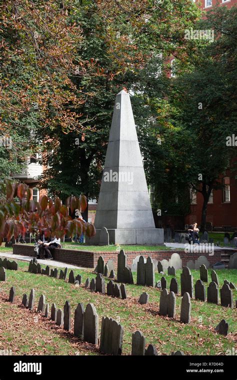 The Benjamin Franklin Monument In The Historic Granary Burial Ground On