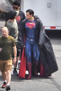 Henry Cavill Shows Off Full Costume On Set Of Batman V Superman Dawn
