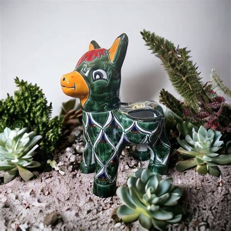 Talavera Donkey Planter Adorable Mexican Pottery Burro Etsy