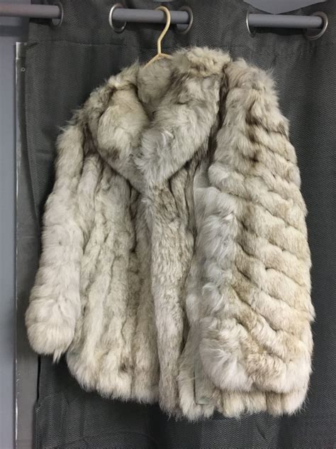 real fur coat silver fox