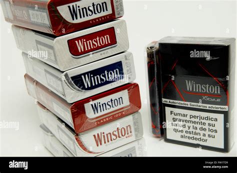 Selection Of Winston Cigarettes On White Background Stock Photo Alamy