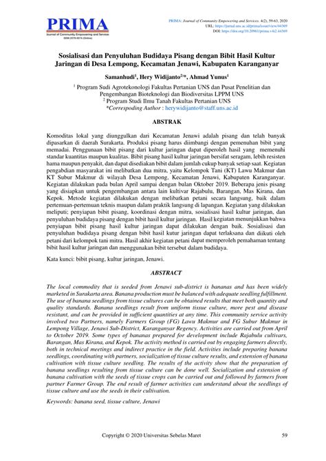 (PDF) Sosialisasi dan Penyuluhan Budidaya Pisang dengan Bibit Hasil