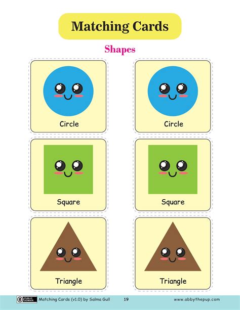 Shapes Matching Cards In English Free Printable Papercraft Templates
