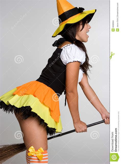 Witch Riding Broom Stock Images Image 6668584