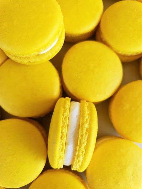 12 Gourmet Yellow French Macaronscookiesmacaroonsdessertyellow