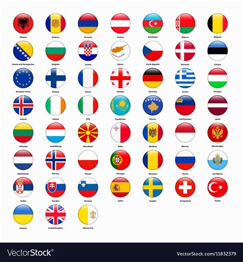 Set Flags All Countries Europe Royalty Free Vector Image