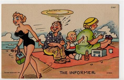 Beach Sexist Vintage Cartoon Postcard Humor Funny The Informer Curt Teich Ebay