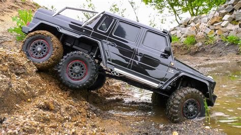 Traxxas Trx 6 Mercedes Benz G 63 Amg In Action Rc Trail Rock Crawler 6wd 6x6 Youtube