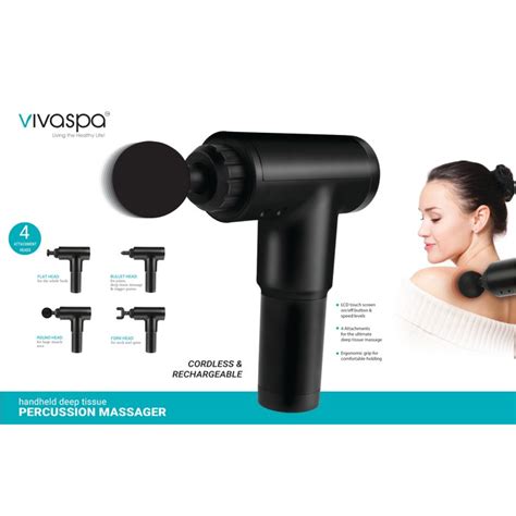 Vivaspa Handheld Deep Tissue Percussion Massager W 4 Attachments Tanga