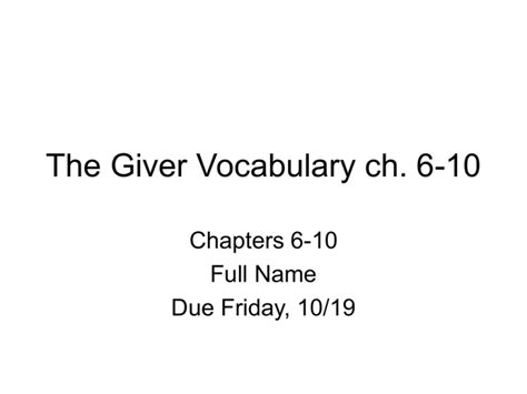 The Giver Vocabulary Ch 6 11