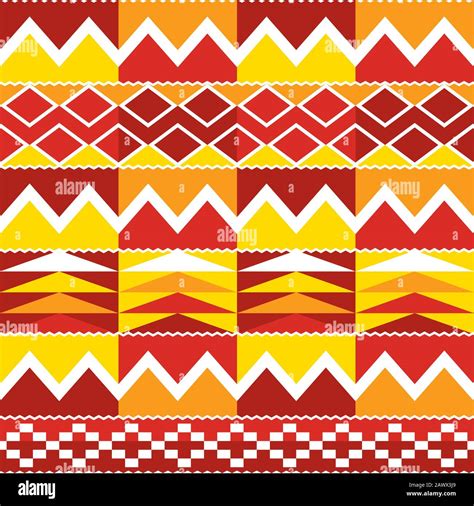 Tribal Kente Geometric Seamless Pattern African Nwentoma Cloth Style