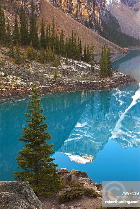 Turquoise Waters Of Moraine Lake Stock Photo