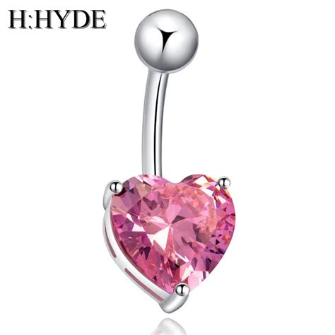 Hhyde Heart Crystal Belly Button Rings Belly Bar Navel Piercing