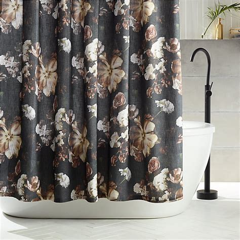 Macofe decorative floral shower curtain set,hooks included,waterproof fabric black flower bathroom curtain multiple size. Reese Black Floral Shower Curtain + Reviews | CB2