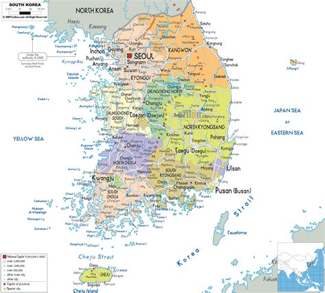 Political Map Of South Korea Ezilon Maps