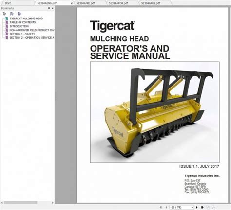 Tigercat Mulching Head Operator And Service Manual