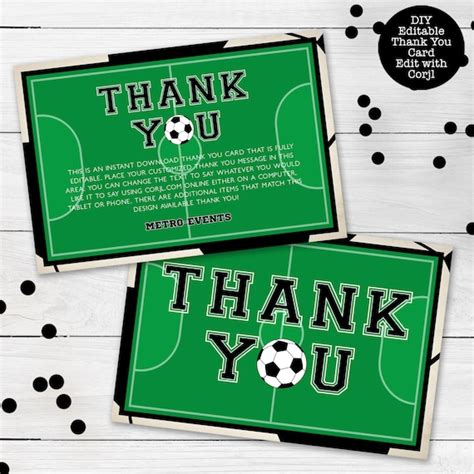 Soccer Thank You Cards Sports Thank You Notes Football Themed Thank
